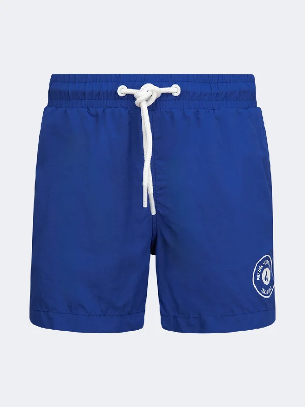 Casual Shorts with Pockets-Oil And Gaz Plain Kids-Boys Swim Short Blue