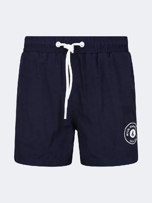 Performance Cargo Shorts-Oil And Gaz Plain Kids-Boys Swim Short Navy