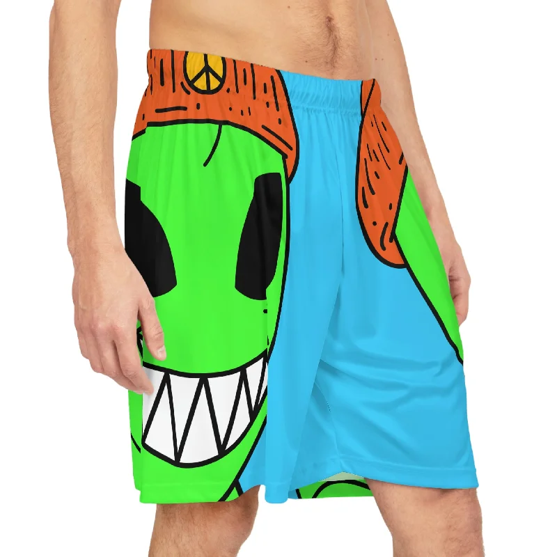 Patterned Shorts-Peace Alien Visitor Basketball Shorts (AOP)