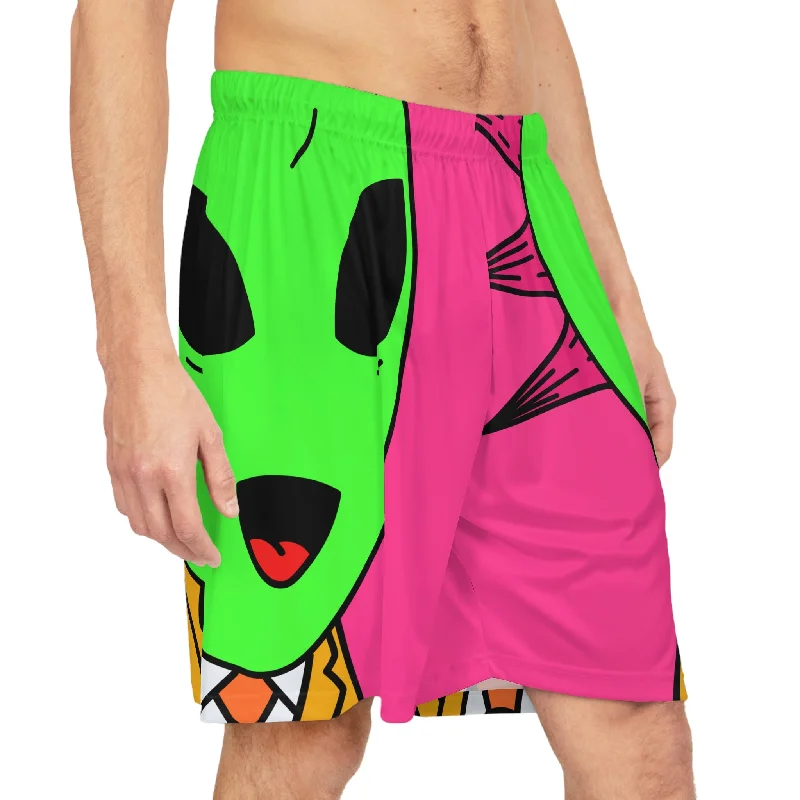 Lightweight Running Shorts-Pink Spiked Hair Gold Suit Alien Visitor Gold Suit Graphic Basketball Shorts (AOP)