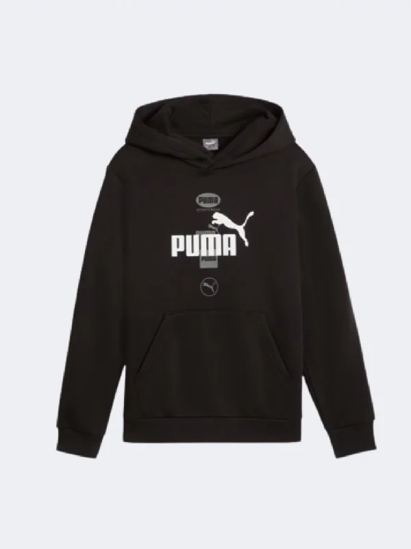 Hoodie with Team Logo-Puma Power Graphic Boys Training Hoody Black