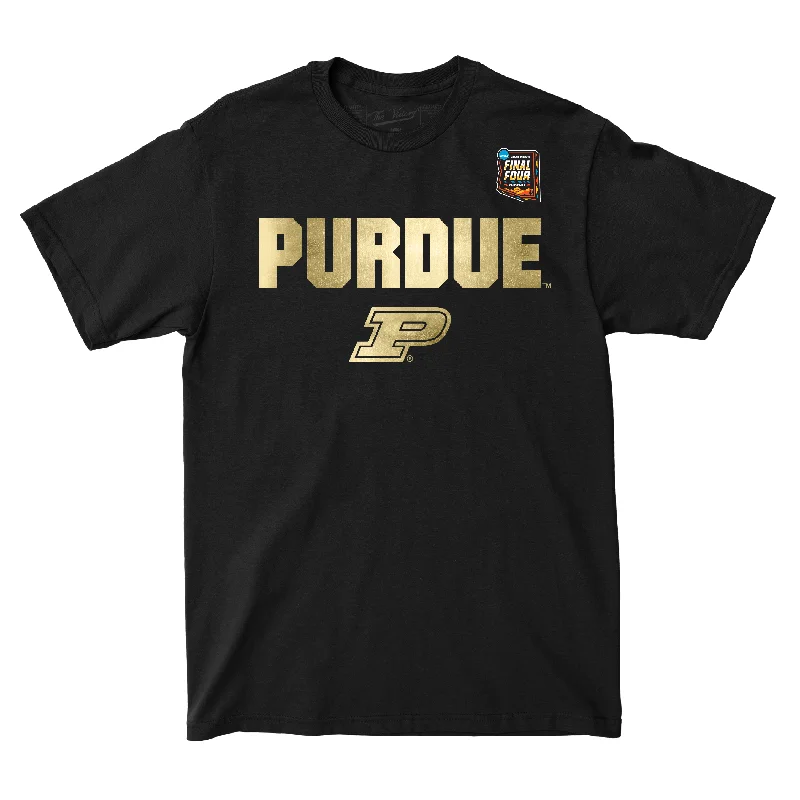 Family Matching T-Shirt-Purdue MBB 2024 Final Four Golden Print Black T-shirt by Retro Brand