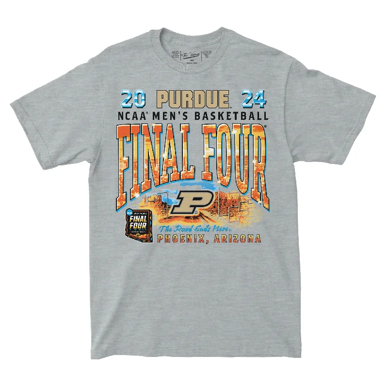 T-Shirt with Art Prints-Purdue MBB 2024 Final Four Streetwear Sport Grey T-shirt by Retro Brand