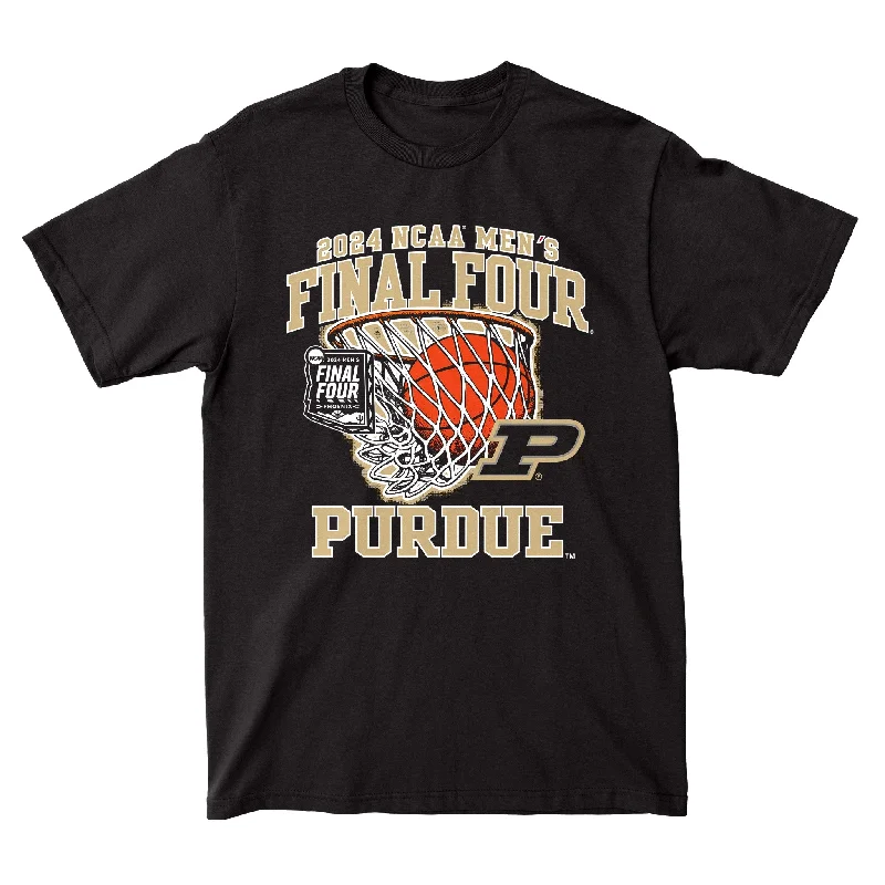 Artistic T-Shirt-Purdue MBB 2024 Final Four Hoops Black T-shirt by Retro Brand