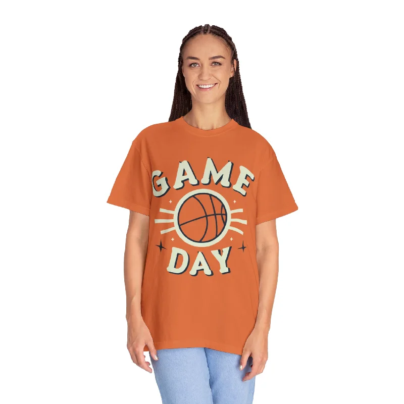 T-Shirt with Cute Animal Prints-Retro B-Ball Shine - Basketball Game Day Celebration Old School - Unisex Garment-Dyed T-shirt