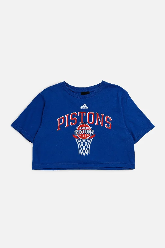 Gift T-Shirt for Her-Rework Detroit Pistons NBA Crop Tee - S