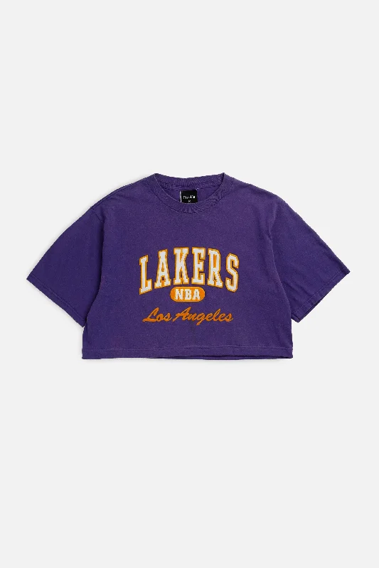 Classic Black T-Shirt-Rework LA Lakers NBA Crop Tee - M