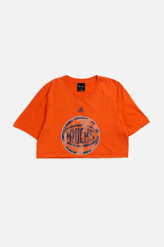 T-Shirt with Embroidery-Rework NY Knicks NBA Crop Tee - S