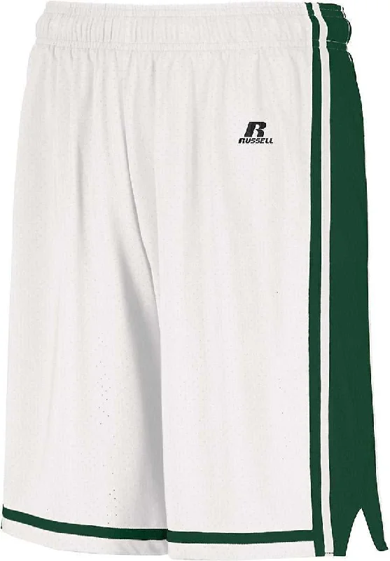 Casual Shorts for Men-Russell 4B2VTB Youth Legacy Basketball Shorts - White Dark Green