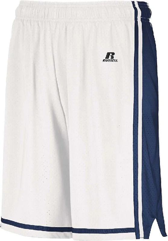 Athletic Shorts-Russell 4B2VTB Youth Legacy Basketball Shorts - White Navy