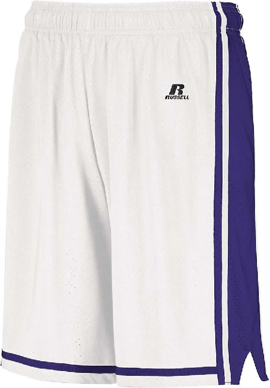 Running Shorts-Russell 4B2VTB Youth Legacy Basketball Shorts - White Purple