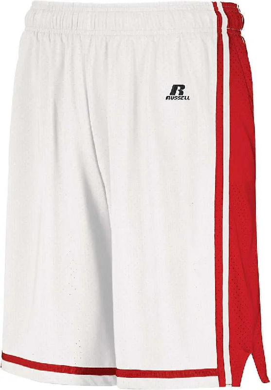 Workout Shorts-Russell 4B2VTB Youth Legacy Basketball Shorts - White True Red