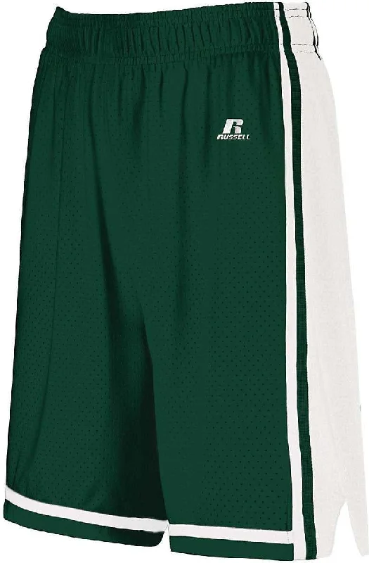 High-Waisted Shorts-Russell 4B2VTX Ladies Legacy Basketball Shorts - Dark Green White