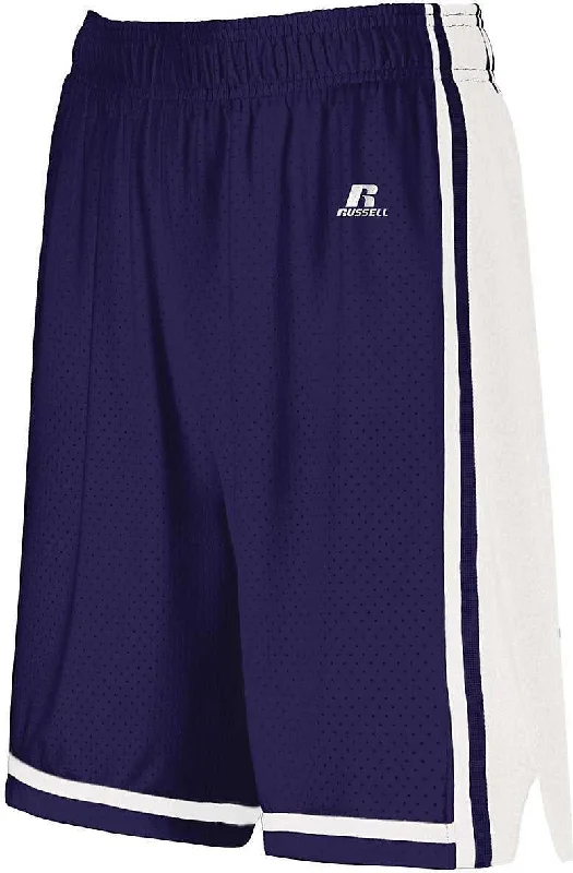 Trendy Shorts for Men-Russell 4B2VTX Ladies Legacy Basketball Shorts - Purple White