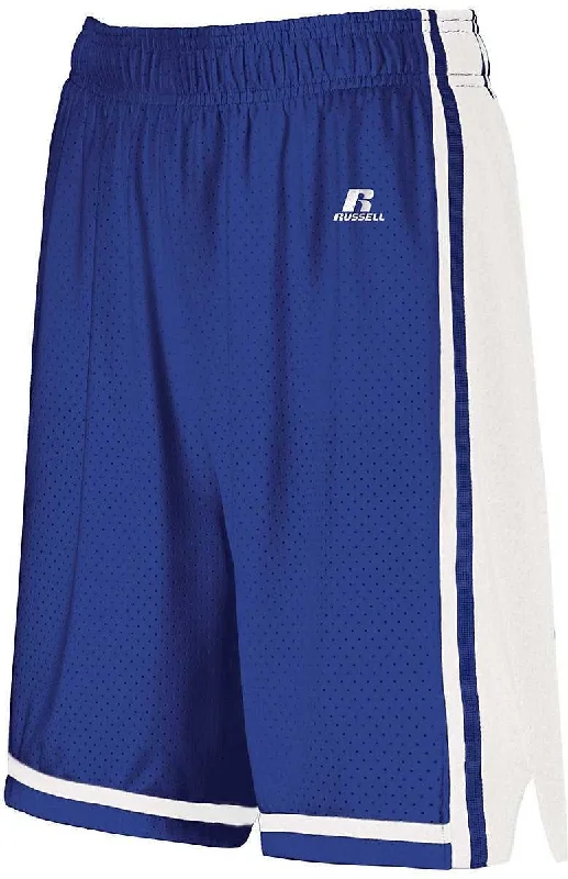 Shorts for Summer Vacation-Russell 4B2VTX Ladies Legacy Basketball Shorts - Royal White