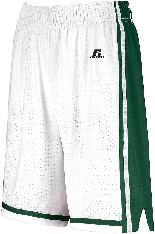 Funny Printed Shorts-Russell 4B2VTX Ladies Legacy Basketball Shorts - White Dark Green