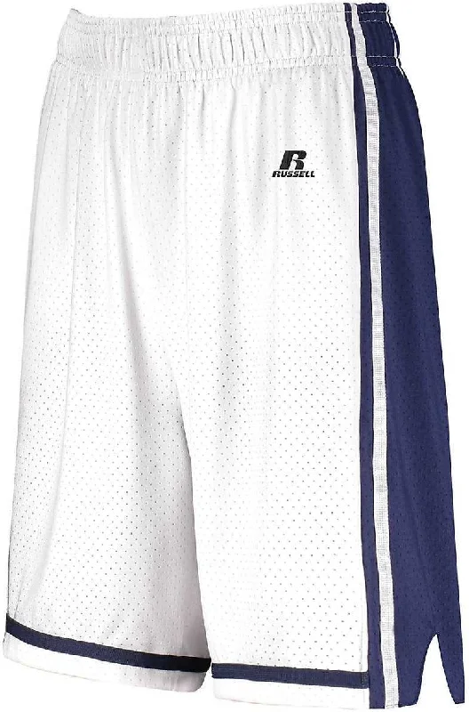 Designer Shorts-Russell 4B2VTX Ladies Legacy Basketball Shorts - White Navy