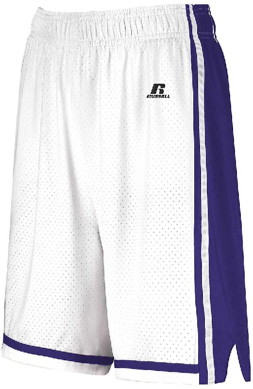 Athletic Shorts for Running-Russell 4B2VTX Ladies Legacy Basketball Shorts - White Purple