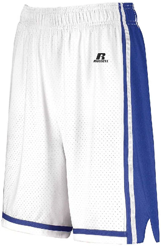 Sports Shorts for Women-Russell 4B2VTX Ladies Legacy Basketball Shorts - White Royal