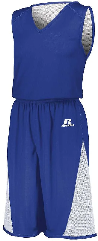 Cargo Shorts with Pockets-Russell 5R6DLB Youth Undivided Single Ply Reversible Shorts - Royal White