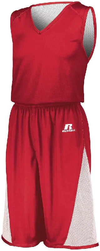 Relaxed Fit Shorts-Russell 5R6DLB Youth Undivided Single Ply Reversible Shorts - True Red White