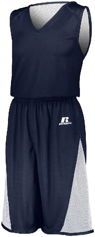 Retro Shorts-Russell 5R6DLM Undivided Single Ply Reversible Shorts - Navy White