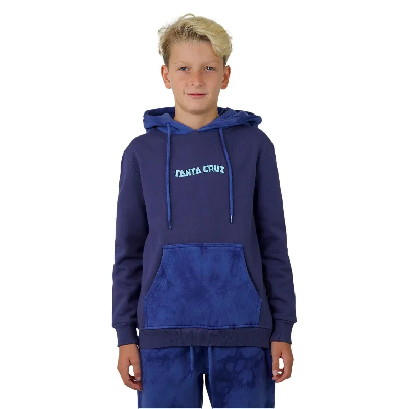 Petite Size Hoodie-Santa Cruz Inherit Stacked Strip Youth Hoodie Dark Blue Tie Dye