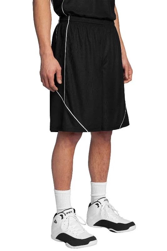 Solid Color Shorts-Sport-Tek T565 PosiCharge Mesh Reversible Spliced Short - Black