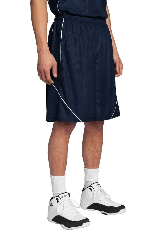 Sports Shorts with Elastic Waist-Sport-Tek T565 PosiCharge Mesh Reversible Spliced Short - True Navy