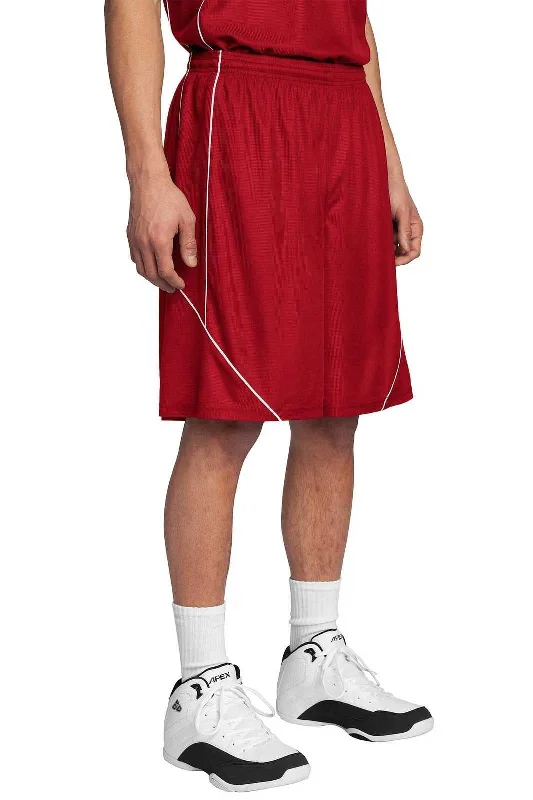 Cargo Shorts with Adjustable Waist-Sport-Tek T565 PosiCharge Mesh Reversible Spliced Short - True Red