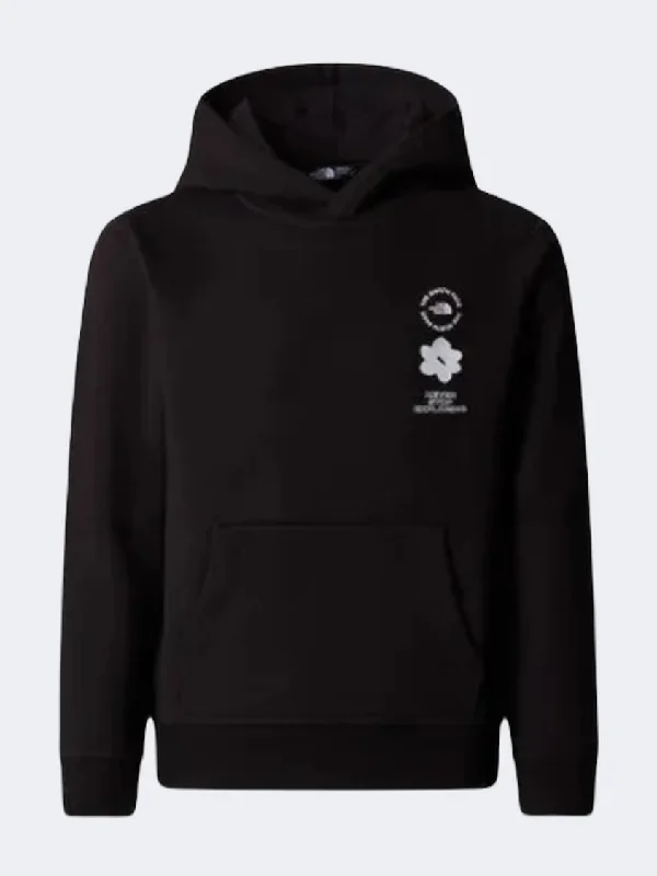 Family Matching Hoodie-The North Face Flower Graphic Relaxed Girls Lifestyle Hoody Black