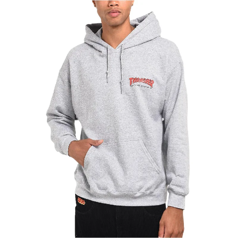 Warm Hoodie for Cold Winters-Thrasher Little Outline Hoodie Grey