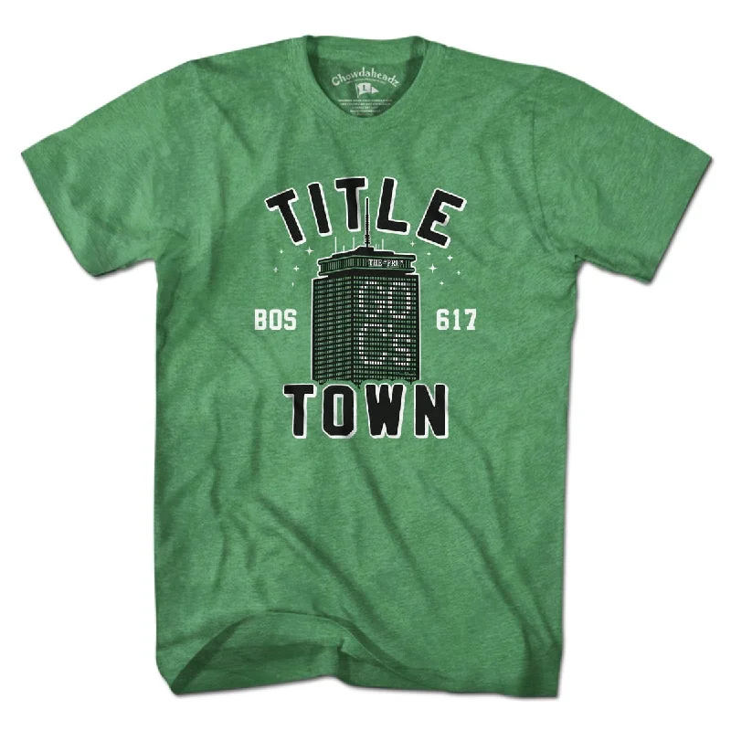 Stylish T-Shirt for Night Out-Title Town Boston Basketball T-Shirt