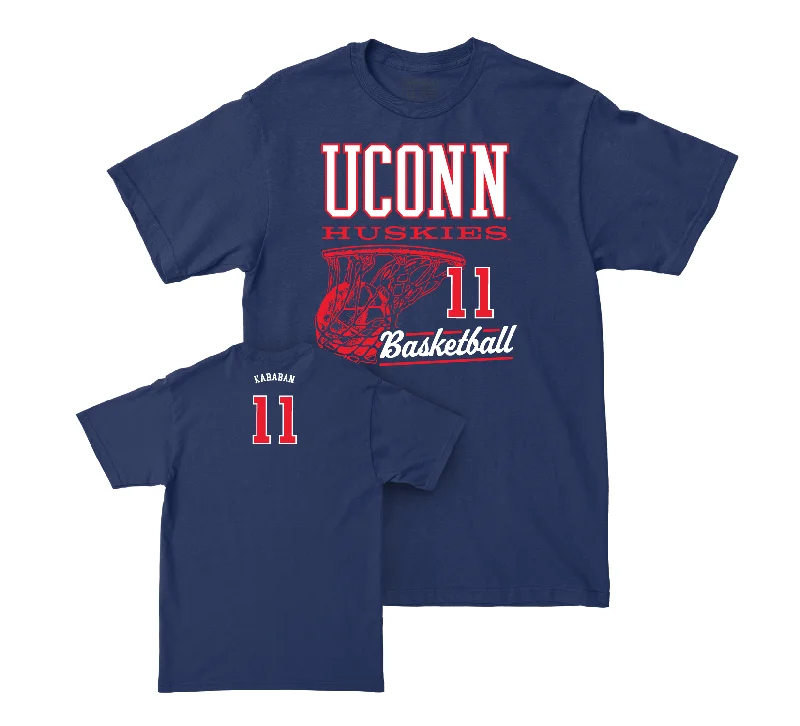 Gender-Neutral T-Shirt-UConn Men's Basketball Hoops Navy Tee - Alex Karaban | #11