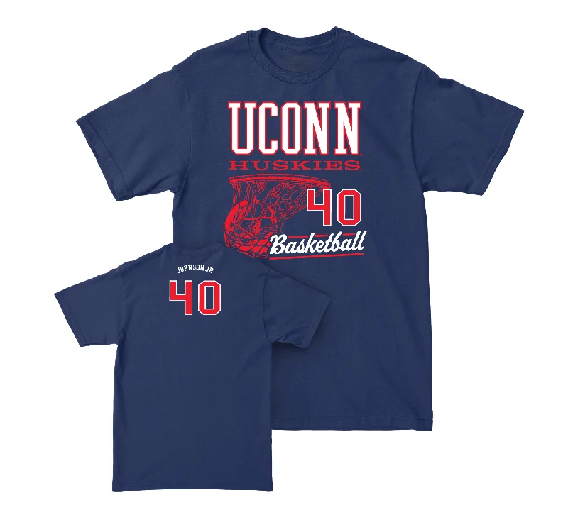 Artistic Graphic T-Shirt-UConn Men's Basketball Hoops Navy Tee - Andre Johnson Jr | #40