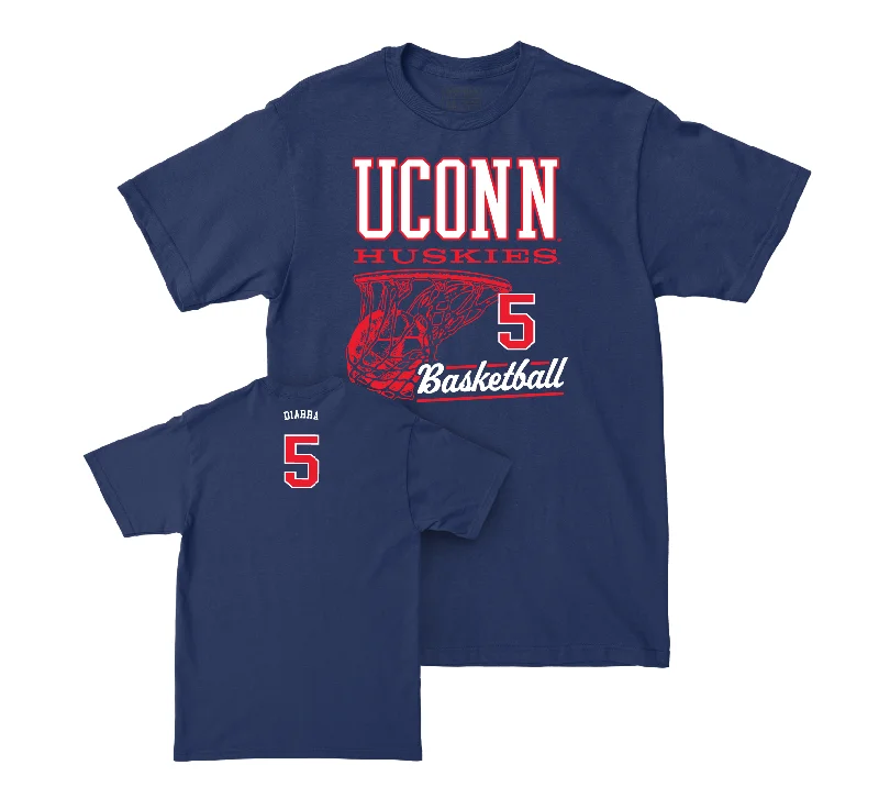 Handcrafted T-Shirt-UConn Men's Basketball Hoops Navy Tee - Hassan Diarra | #5