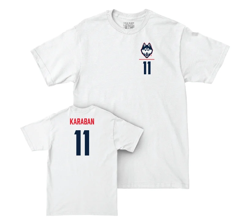 T-Shirt for Music Festivals-UConn Men's Basketball Logo White Comfort Colors Tee - Alex Karaban | #11