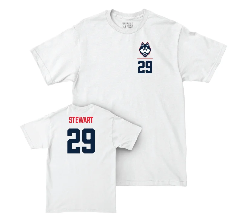 Custom Charity T-Shirt-UConn Men's Basketball Logo White Comfort Colors Tee - Jaylin Stewart | #3