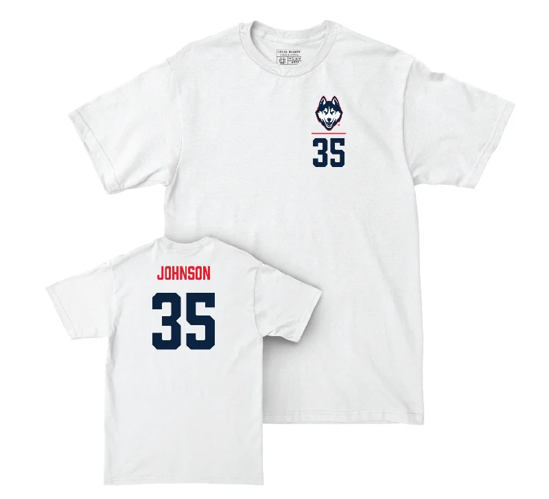 Gift T-Shirt for Him-UConn Men's Basketball Logo White Comfort Colors Tee - Samson Johnson | #35