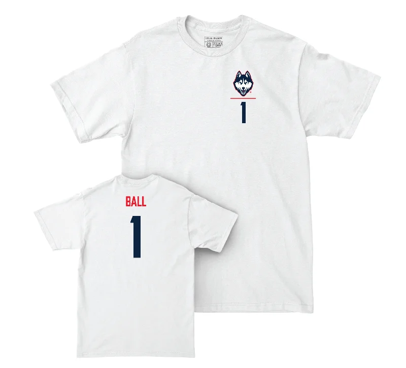 T-Shirt for Independence Day-UConn Men's Basketball Logo White Comfort Colors Tee - Solo Ball | #1