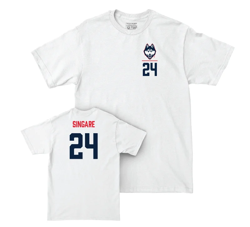 Promotional T-Shirt-UConn Men's Basketball Logo White Comfort Colors Tee - Youssouf Singare | #24