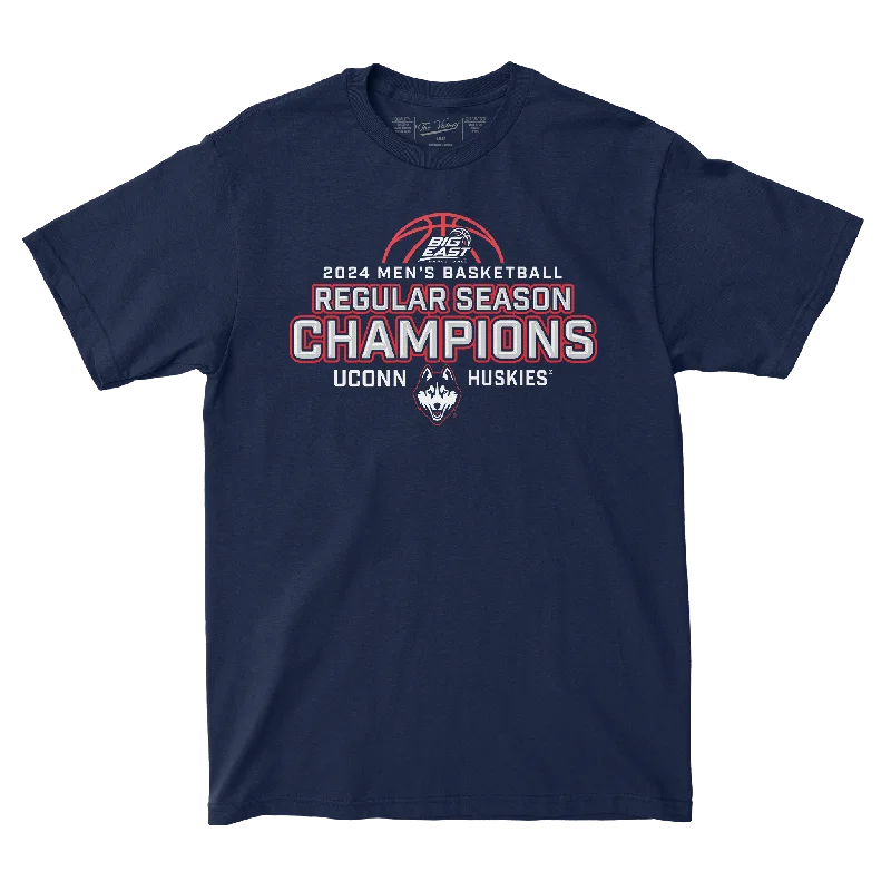 Customizable T-Shirt for Groups-UConn Men's Basketball 2024 Regular Season Champions T-Shirt by Retro Brand