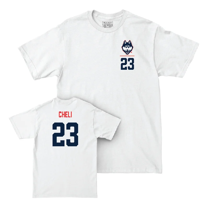 Printed T-Shirt for Kids-UConn Women's Basketball Logo White Comfort Colors Tee   - Morgan Cheli