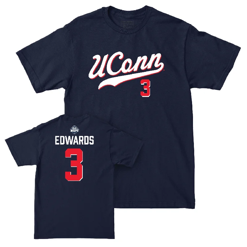 Motivational T-Shirt-Legacy Collection: UConn Women's Basketball Navy Script Tee - Aailyah Edwards | #3