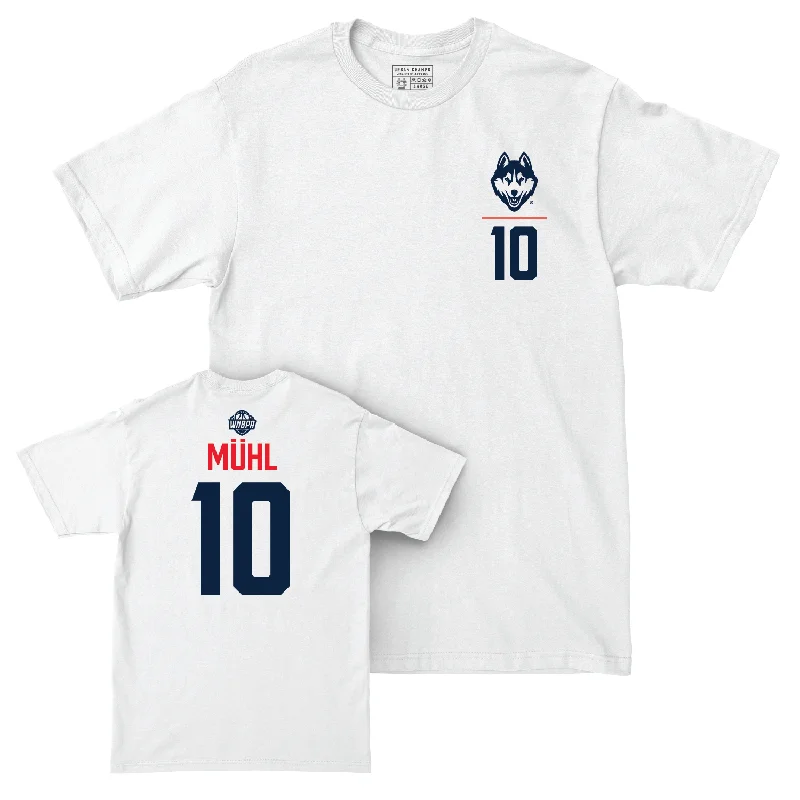 Artistic Graphic T-Shirt-Legacy Collection: UConn Women's Basketball White Logo Comfort Colors Tee - Nika Mühl | #10