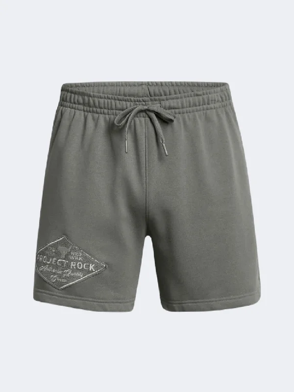 Khaki Shorts-Under Armour Project Rock Heavyweight Men Training Short Clay Green