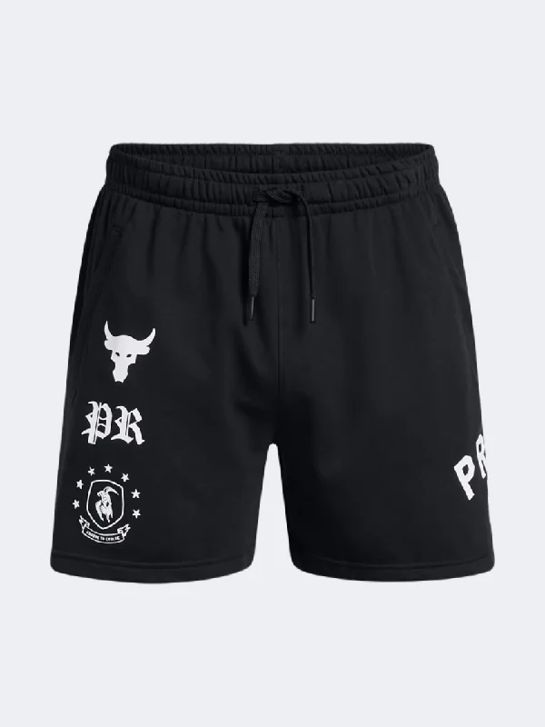 Sports Shorts with Elastic Waist-Under Armour Project Rock Terry Men Training Short Black/White