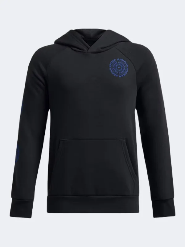 Hoodie for Weekend Hangouts-Under Armour Rival Fleece Spiral Logo Boys Training Hoody Black/Blue