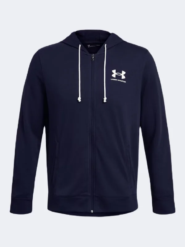 Hoodie with Motivational Graphics-Under Armour Rival Terry Men Lifestyle Hoody Navy/Onyx White