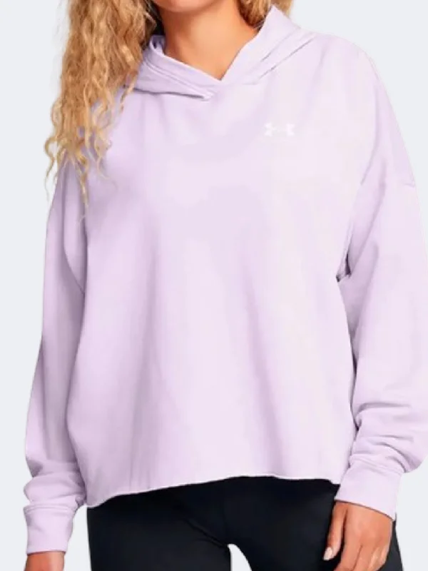 Hoodie for Cyclists-Under Armour Rival Terry Oversized Women Lifestyle Hoody Salt Purple/White